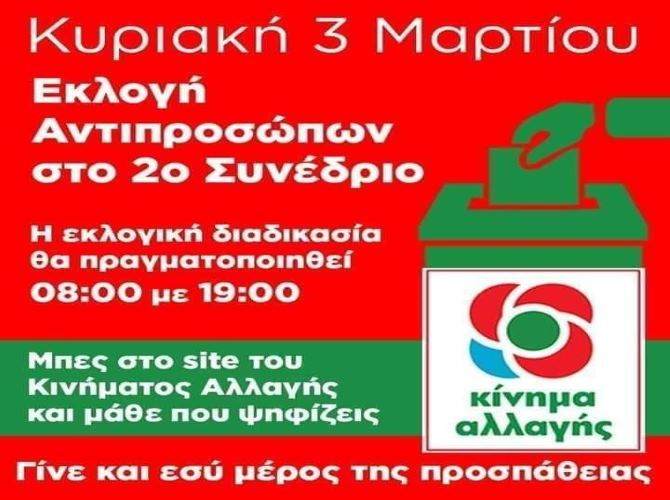 Τα αποτελέσματα από Ηλιούπολη στις εκλογές Αντιπροσώπων στο 2ο Συνέδριο του Κινήματος Αλλαγής.