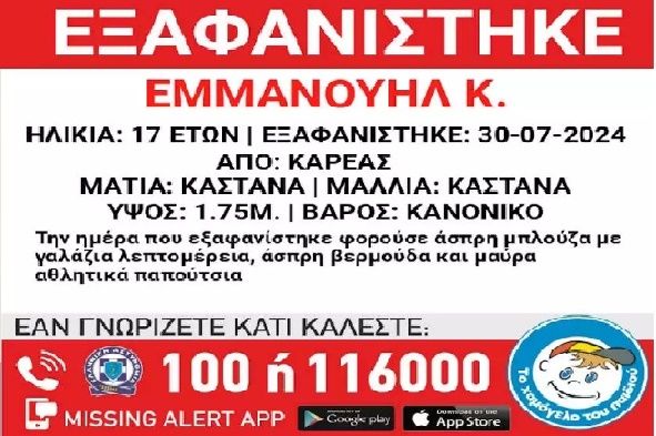 Καρέας: Εξαφάνιση 17χρονου ανακοίνωσε το ''Χαμόγελο του Παιδιού''